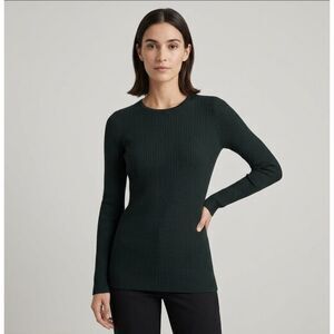 Line The Label Womens Ribbed Crewneck Long Sleeve Top Cashmere Viscose Knit Sz L